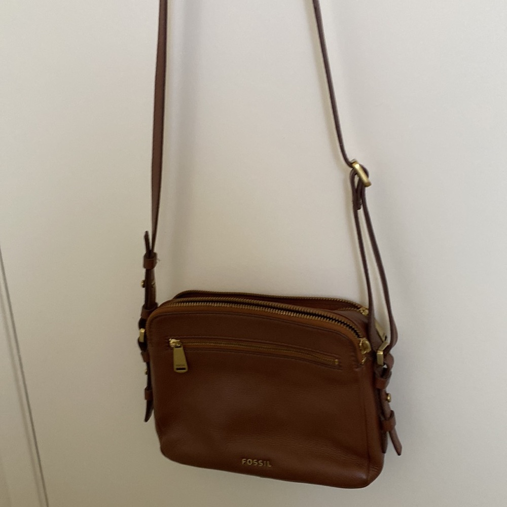 Brown leather Fossil crossbody purse - Picture 9 of 13